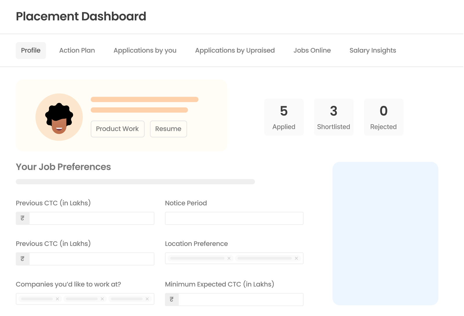 placement dashboard